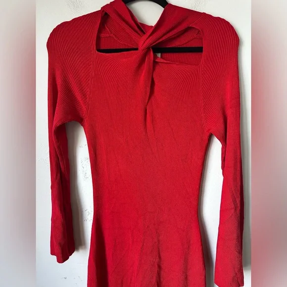 FARM RIO Elegant Red Long Sleeve Dress - Picture 3 of 9